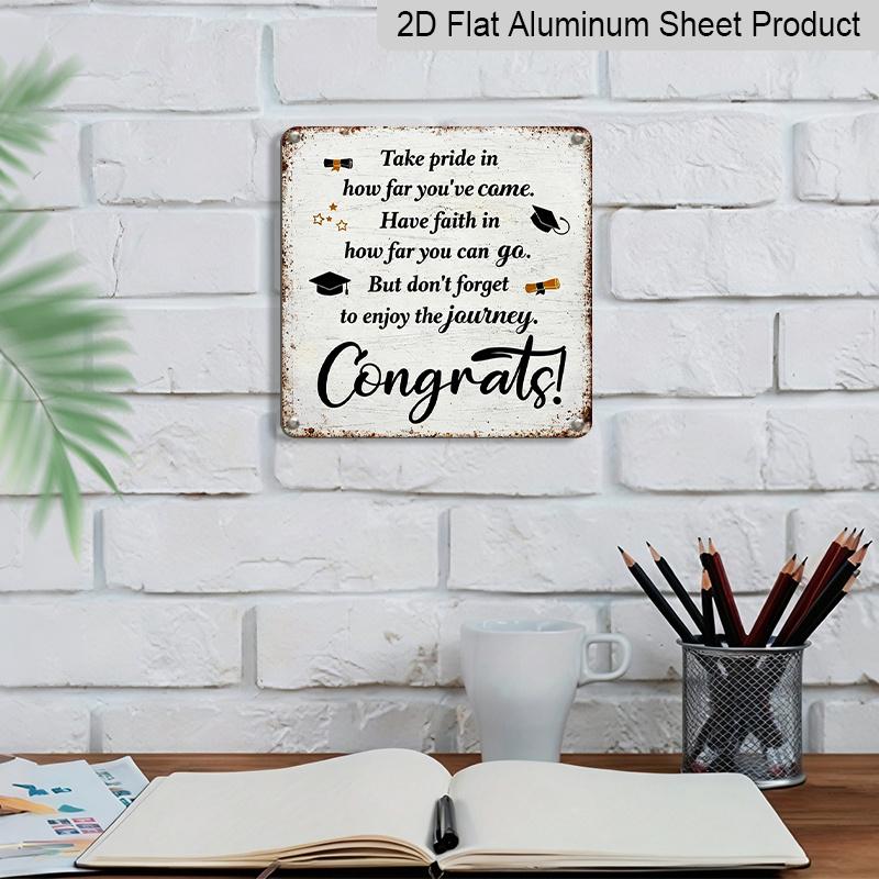 2D Flat, 1pc Vintage Aluminium Metal Sign with "Take Pride In How Far You've Come & Enjoy The Journey" - Retro Tin Sign Suitable for Outdoor Wall