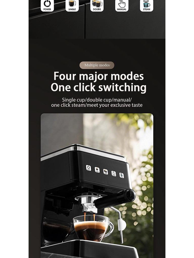 Multi-functional Semi-automatic Espresso Machine with Steam Milk Frother for Home Use