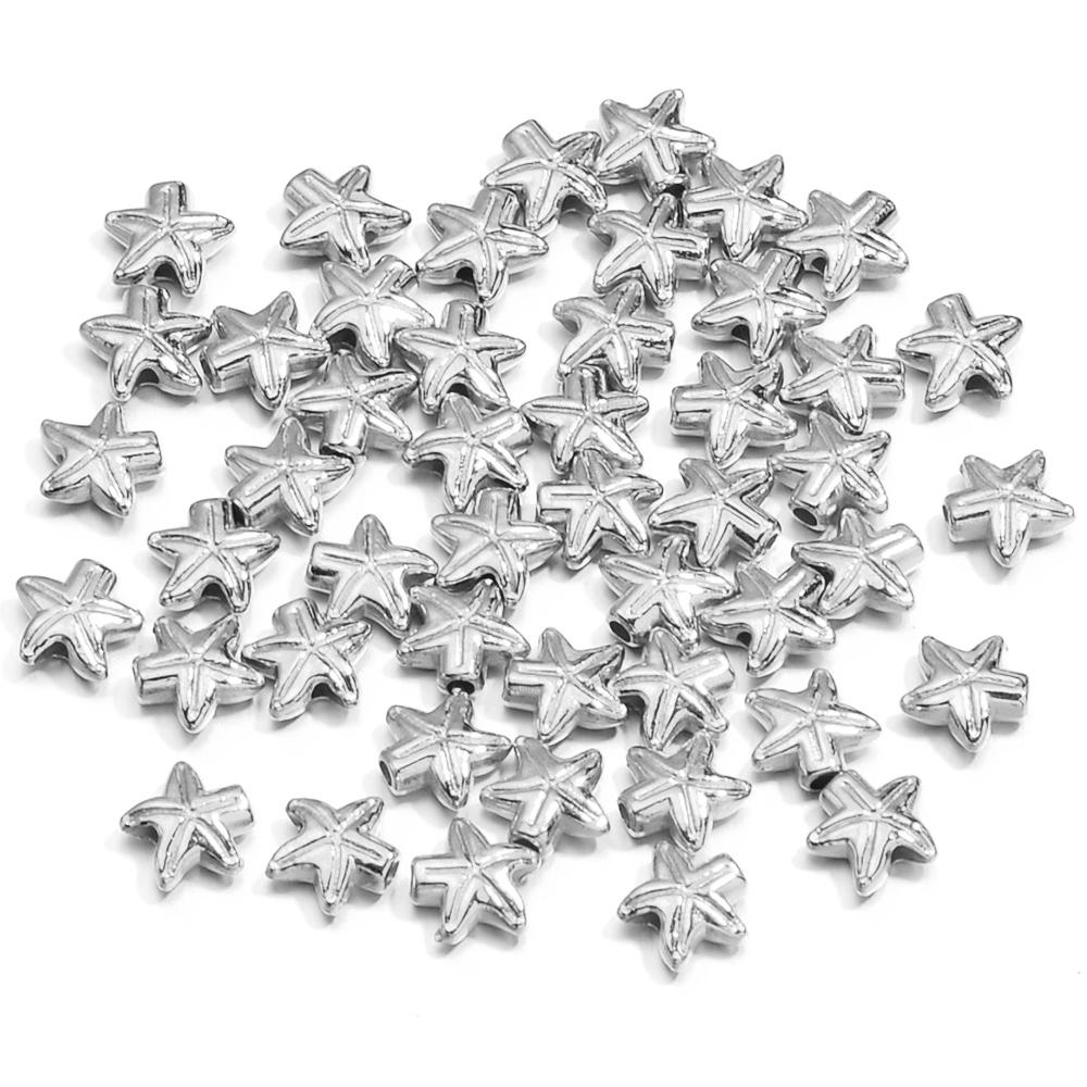 100pcs Star CCB Beads Gold Rhodium Color Pentagram Loose Spacer Bead For Jewelry Making DIY Crafts Bracelet Necklace Accessories