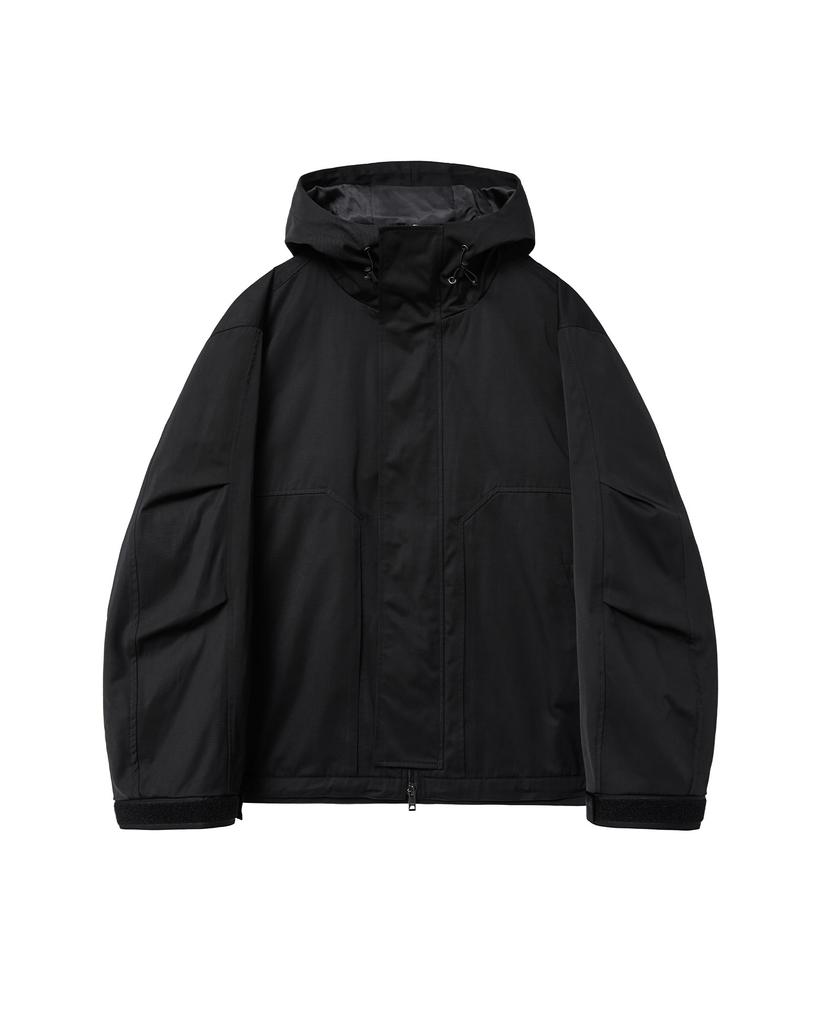 Misekiseoul Men High Neck Hoodie Shell Parka Black