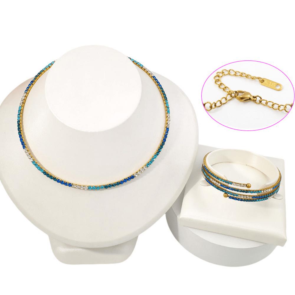 European and American style color necklace bracelet set light luxury women's jewelry