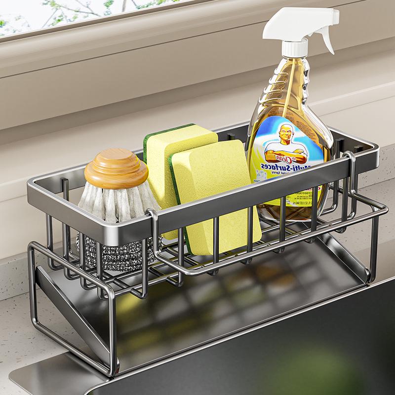 Punch-Free Spice & Rag Storage Rack for Kitchen Sink Faucet