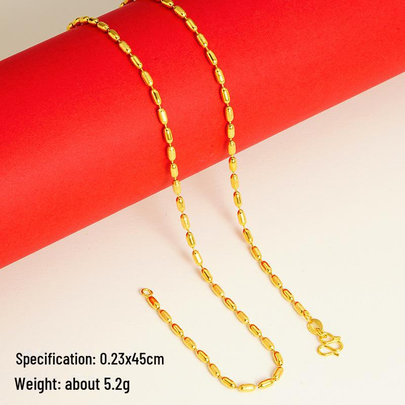 Elegant Sand Gold Clavicle Pendant Necklace for Women - High-End Imitation Gold Chain 