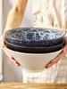Japanese Ceramic Ramen Bowl Set: Large Retro Conical Hat Design Soup & Noodle Bowl with Plate