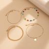 Boho Multi Layer Colorful Oval Crystal Curb Chain Thin Disc Charm Adjustable Ankle for Women Summer Beach Stackable Jewelry Gift