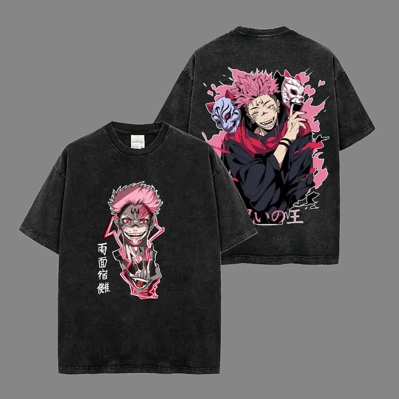 

Ryomen Sukuna Print T-shirt Jujutsu Kaisen Anime Clothing Men Women Cotton Tshirts Vintage Washed Tee Harajuku Oversized T Shirt XXL чёрный