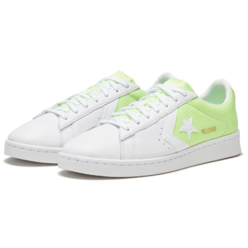 Converse Cons Pro Leather Comfortable and Casual Non-slip Low-top Board Shoes Unisex Green and White