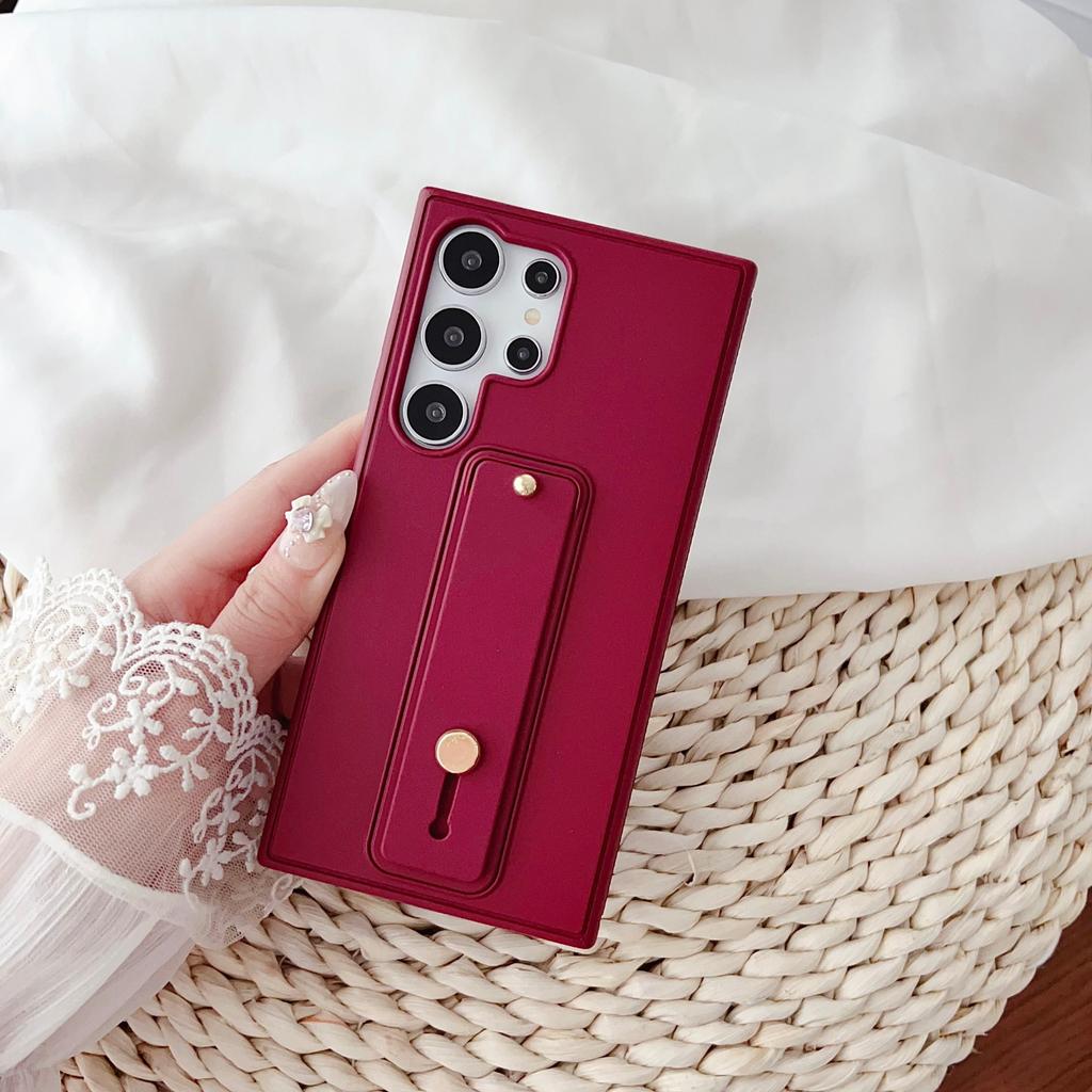 Suitable for Samsung S25ultra Mobile Phone Case S24 Bracket Mobile Phone Case S23 Wristband S22 Simple Silicone Men and Women