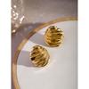 Yori Stainless Steel Oblique Thread Metallic Earrings 18K Gold Color Texture Unusual Personality Charm Jewelry Women