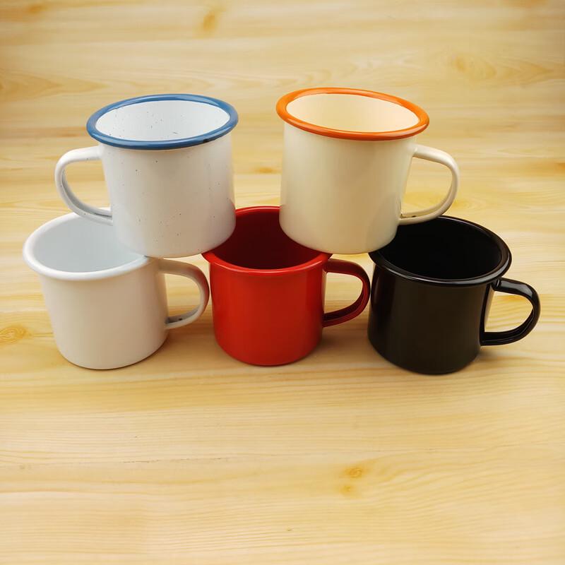 OLOEY Vintage Red Enamel Mug Set with Lanyards