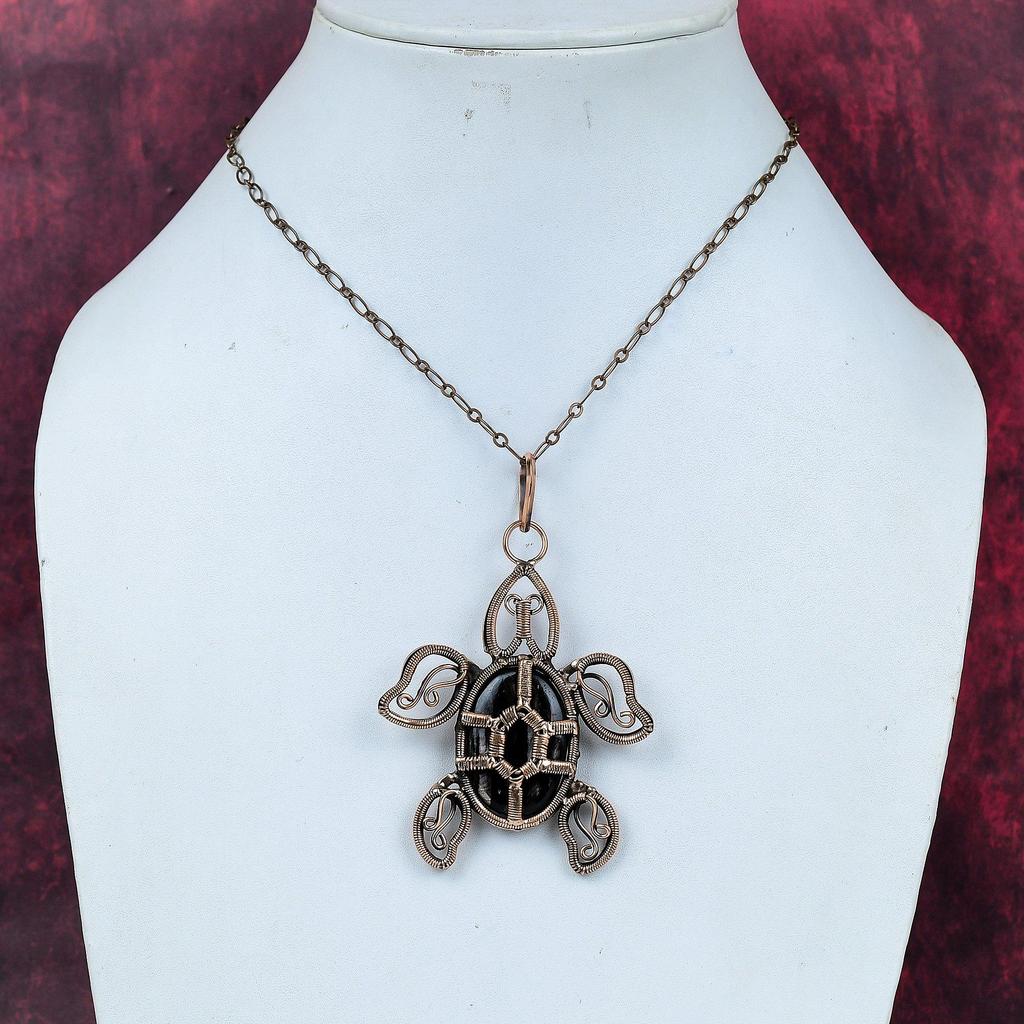 Hypersthene Pendant Copper Wire Wrapped Pendant Handmade Pendant Tortoise Copper Jewelry Gemstone Pendant Gifts for Women Wire Wrap Jewelry