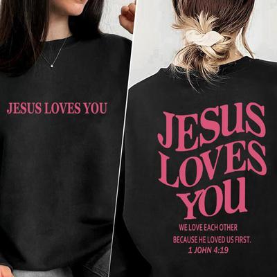 Jesus Loves You Křesťanská mikina Dámský svetr Biblický verš Grafika Harajuku Streetwear Dlouhý rukáv Oblečení God Faith