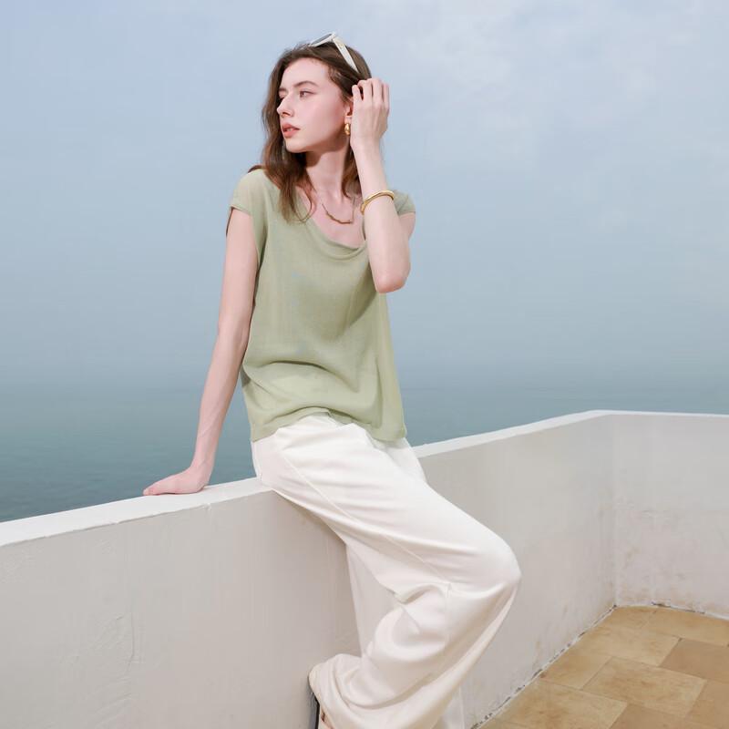 

Sancai 2025 Summer Lyocell Knit U-Neck Slim Pullover Two-Piece Set S