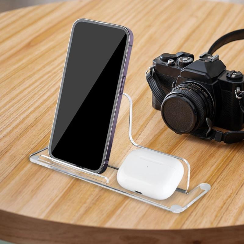 Office and Home Acrylic Desktop Holder Support for Smartphone Earphones, Adjustable Viewing Angle, Slip Resistant Design