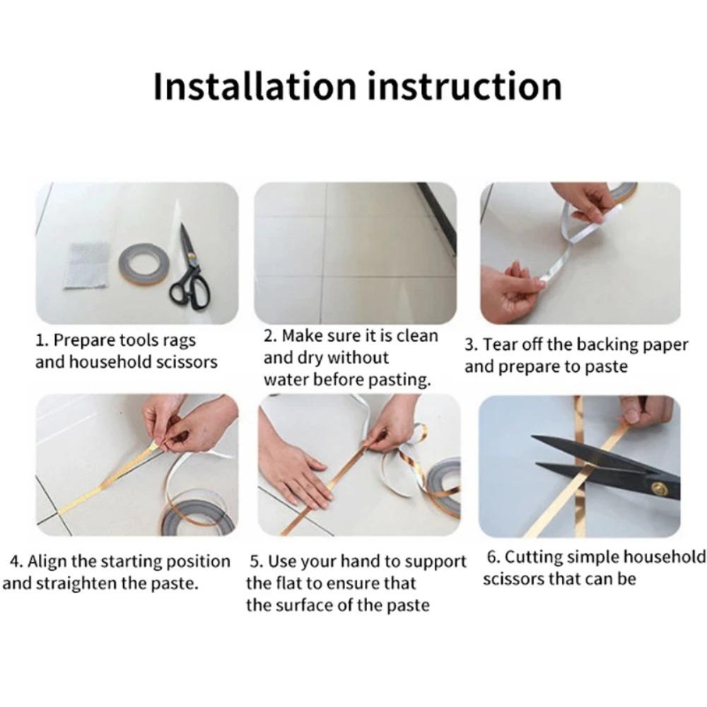 50M Waterproof Wall Gap Sealing Strip Self-Adhesive Tile Stickers Tape Gold Silver Ceramic Tile Tape Home Decoration