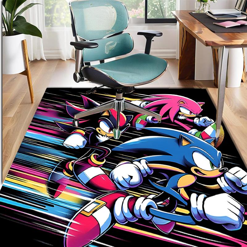 Sonic Pattern Rug, Indoor/Outdoor Mat, for Picnic, Gameroom, Bedroom, Office, Living Room, Home Decor Carpet, Birthday Gift