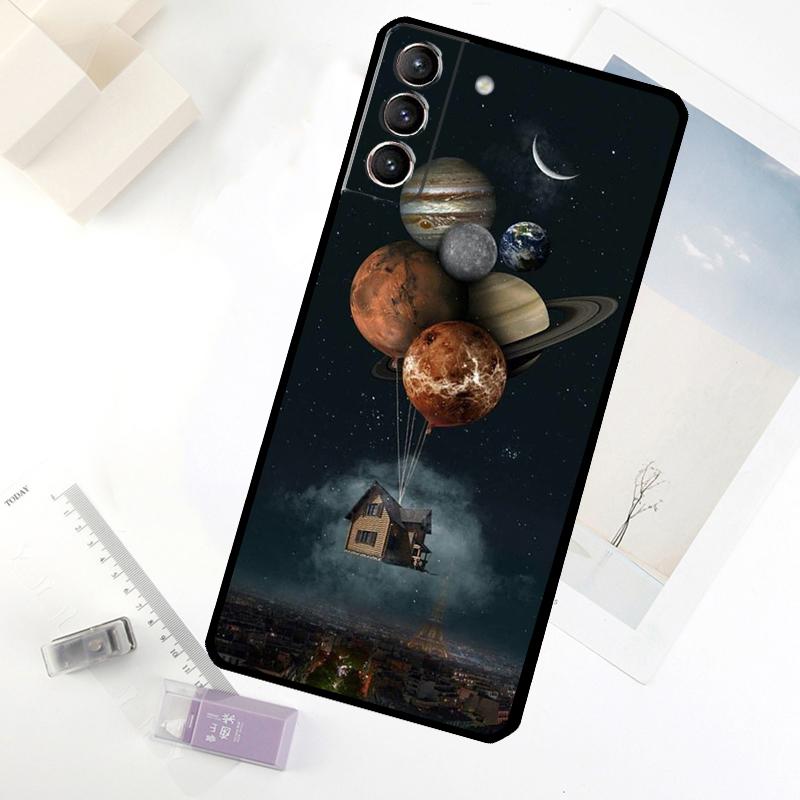 Astronaut Sterne Weltraum Planeten Handyhülle Für Samsung Galaxy S24 FE S23 Ultra S21 S22 S25 S26 Ultra S10 Plus S20 FE Hülle