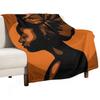 African Woman Silhouette Illustration Throw Blanket Anime Nap Decoratives Decorative Blankets