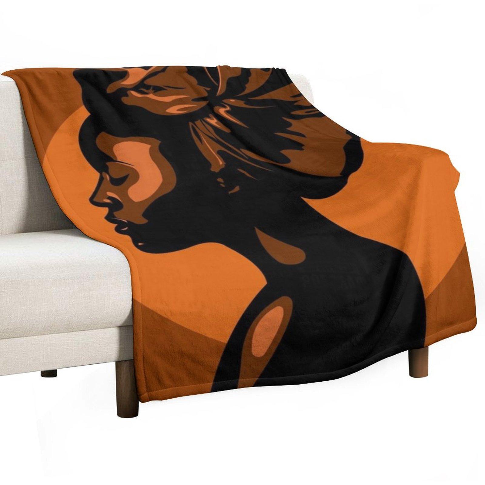 African Woman Silhouette Illustration Throw Blanket anime Nap Decoratives decorative Blankets 30x40in