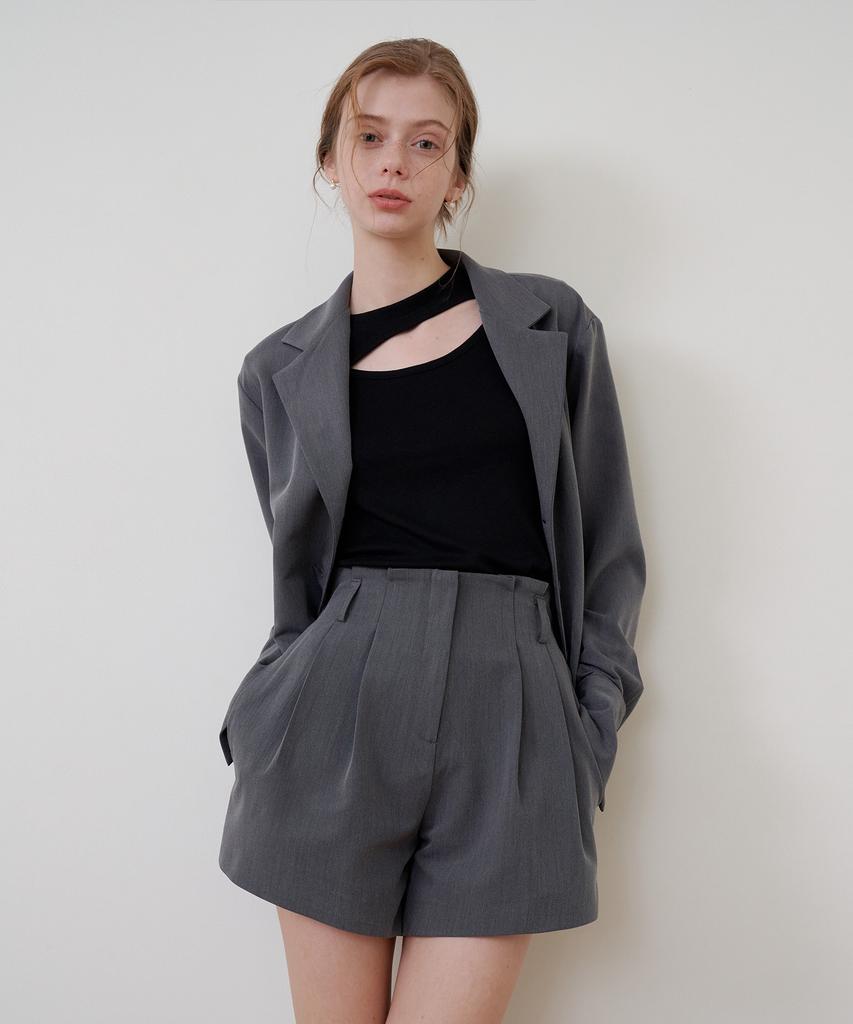 BIBYSEOB Two-Tuck Micro Shorts Charcoal [T41]