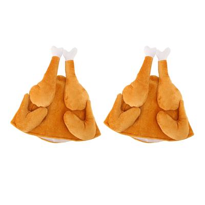2PCS Roasted Turkey Hat Exquisite Thanksgiving Plush Turkey Hat for Halloween Costume Dress Up