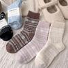 2 Pairs of Fair Island Wool Thick Socks - Children's Autumn-winter Mid-length Socks, Long Socks, Knitted Socks, Thick and Warm Pile-up Socks