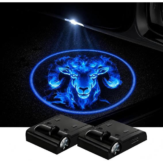 2PCS Car Door Lights Logo Projector Funny Sheep LED Welcome Courtesy Ghost Shadow Lamp fit for Dodge Ram 1500 2500 Accessories