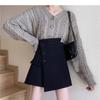 Spring 2024 Women's High-Waist Slim A-Line Skirt-Shorts: Korean Style, Irregular Design