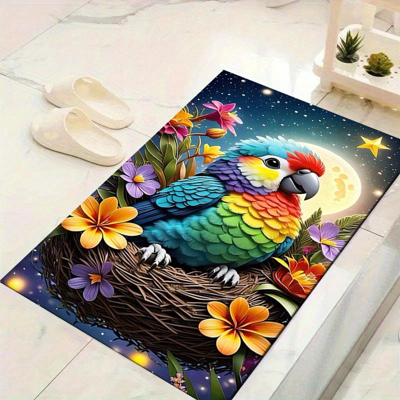1 Stück Süßes Papageien-Design Teppich - Weich, Rutschfest und Langlebig Gaming-Zimmer Dekor für Schlafzimmer