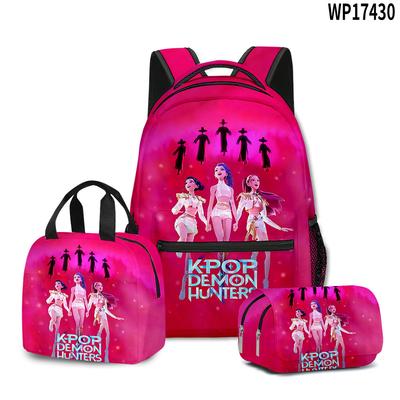 K-POP Huntress 3D Anime Backpack Set of 3 Student Bookbag Lunch Bag Pencil Case Waterproof Lightweight Large Capacity Less