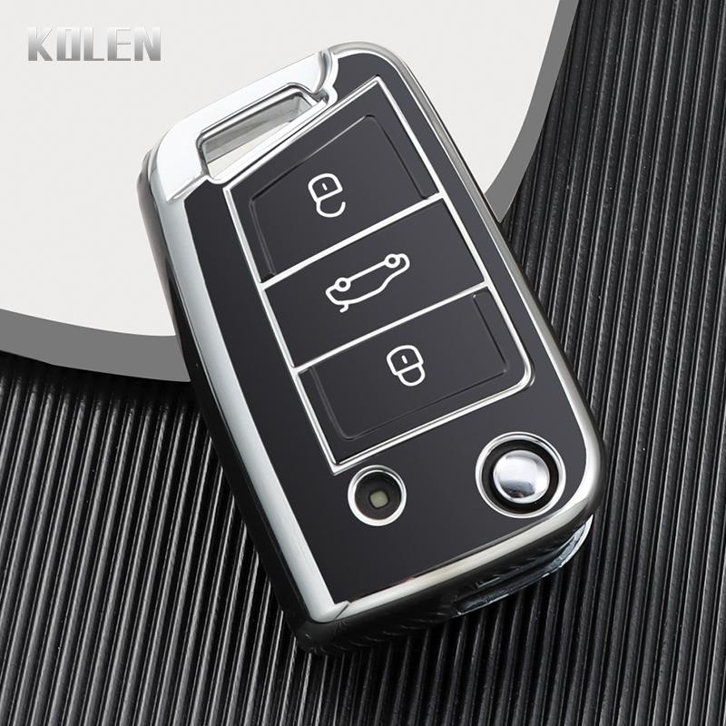 3 4 Button Car Flip Key Case Cover For Vw Volkswagen Golf 7 Mk7 Tiguan Mk2 Seat Ateca Leon Fr Ibiza Skoda Octavia Kodiaq Fob Bag