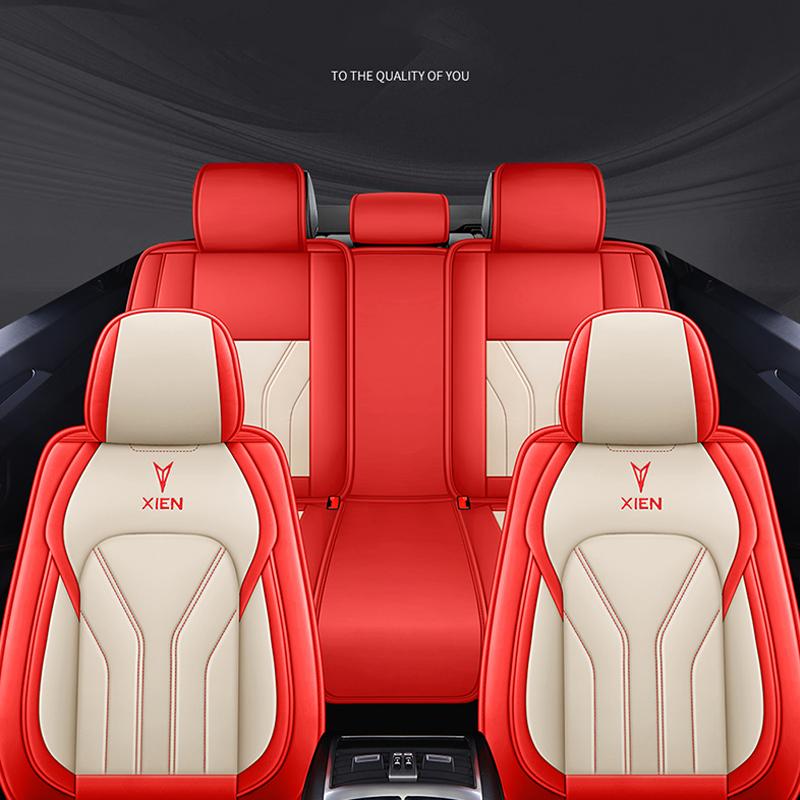 Nappa Leather Car Seat Covers Waterproof Auto Seat Protectors Full Set Universal Accessories Fit for Most Sedans SUV Truck