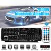 800W 220V - 240V EQ Bluetooth Stereo Amplifier 4 Ohm 2CH USB 64GB Disk/SD Card Car Home 220V