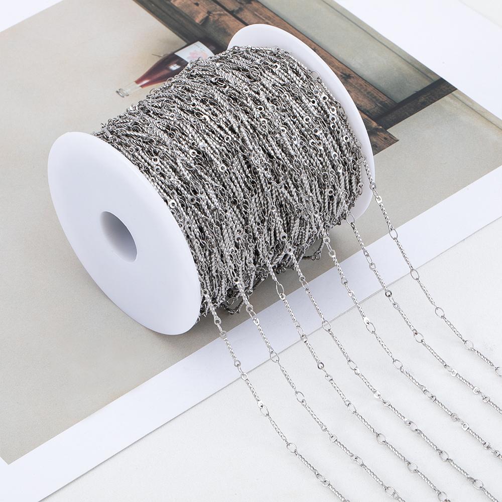 No Fade 1Meter Stainless Steel Gold & Silver Color Twist Stick Link Chain Bulk Chains for DIY Necklace Bracelet Jewelry Making