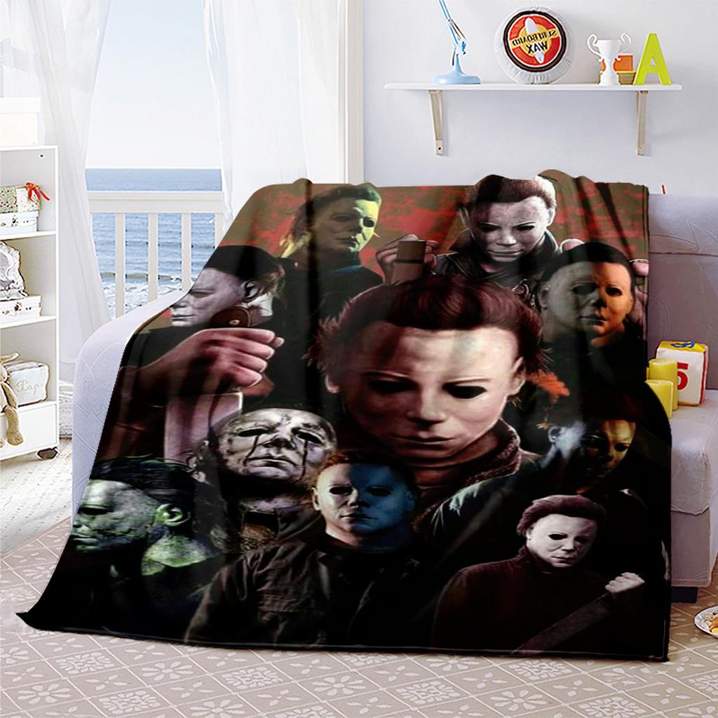 Couverture Affiche de Film d'Horreur Halloween Parfaite Toutes Saisons Douce Confortable Canapé Bureau Sieste Voyage Cadeau Festif