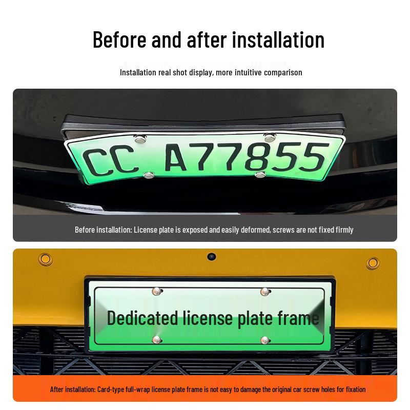 Fits 2026 Deep Blue S07: Full-Coverage Green License Plate Frame for New Energy Vehicles.