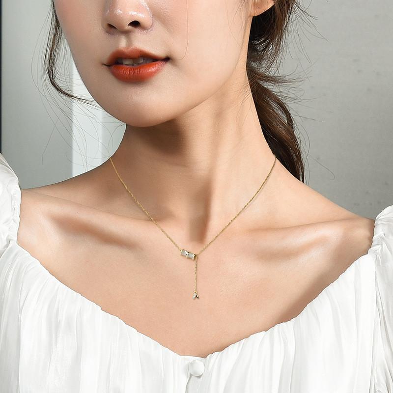 Elegant Bamboo Style Cat Eye Stone Necklace Stylish Korean Design For Women 2022