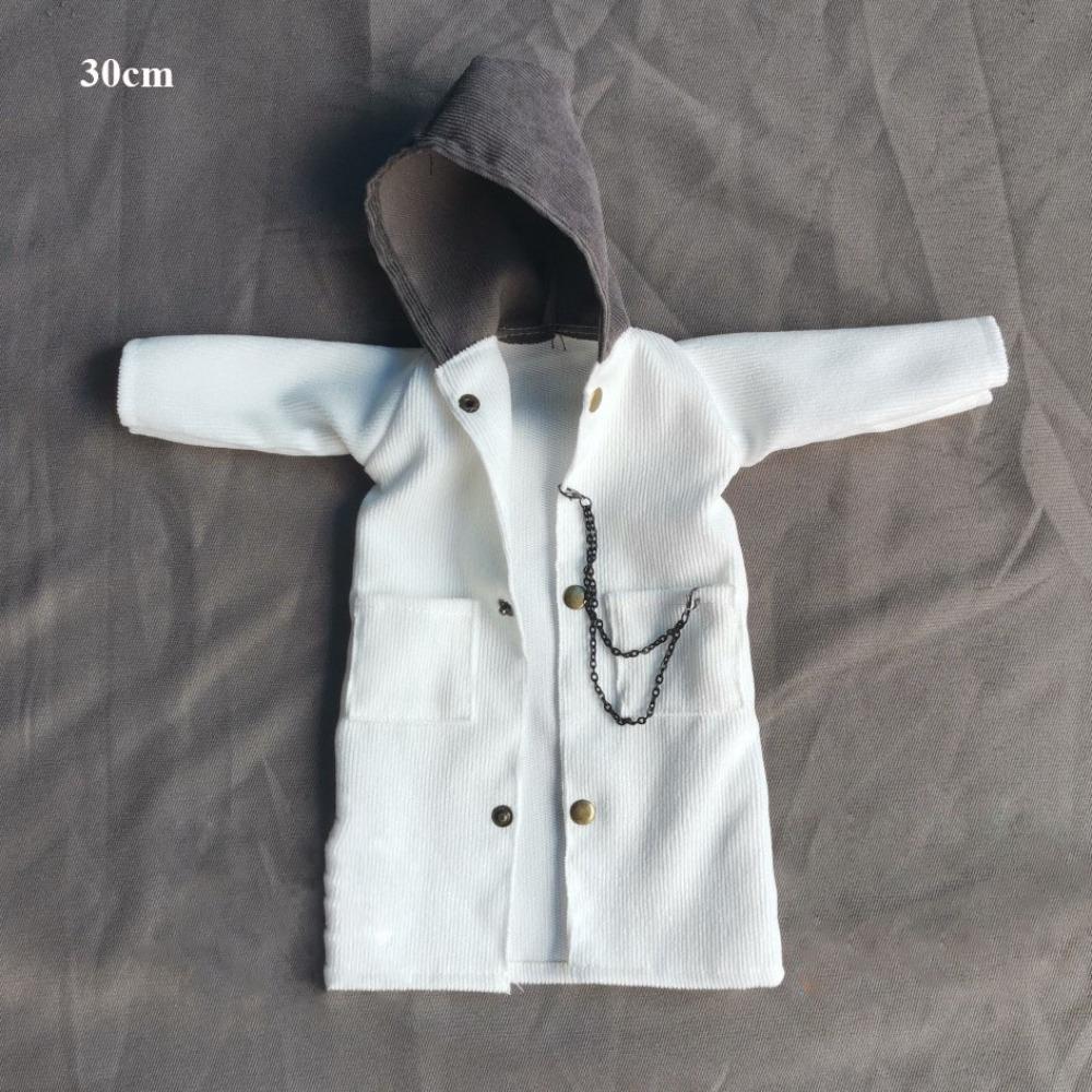30/45/60cm Doll Windcoat with Chain WhiteBlack Handmade Doll Hoodies Jacket Fashion Coat Doll Outwear Clothes DIY Accessories