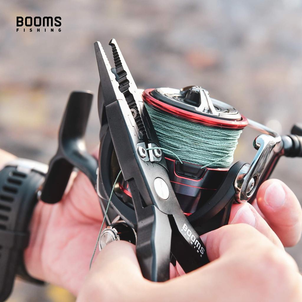 Booms Fishing X03 Aluminum Fishing Pliers with Case and Butt Black and Red Rope,