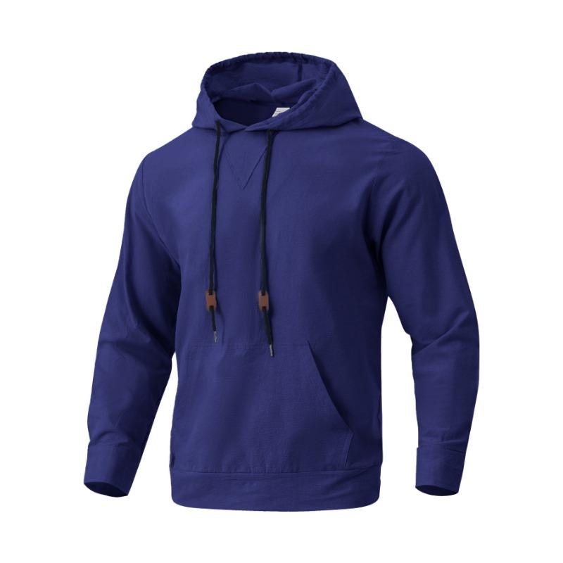 Men S Linen Cotton Blend Hooded Sweatshirt Loose Fit Casual Autumn Top