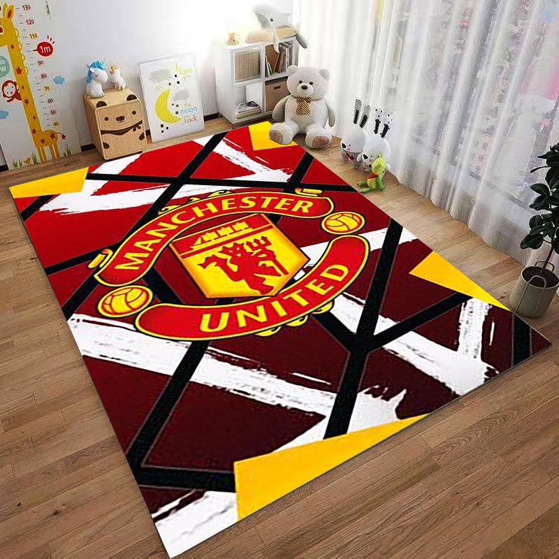 "Manchester United Logo Printed Carpet, Red Abstract Geometric Design" Suitable for use as an anti-slip for living room bedroom sofas