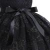 Little Girls Black Hollow Lace Mesh Sleeveless Princess Party Dress