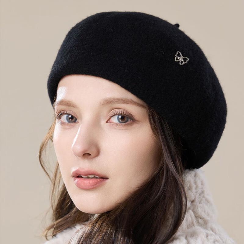 JIUMU Women's Pure Wool Beret Hat