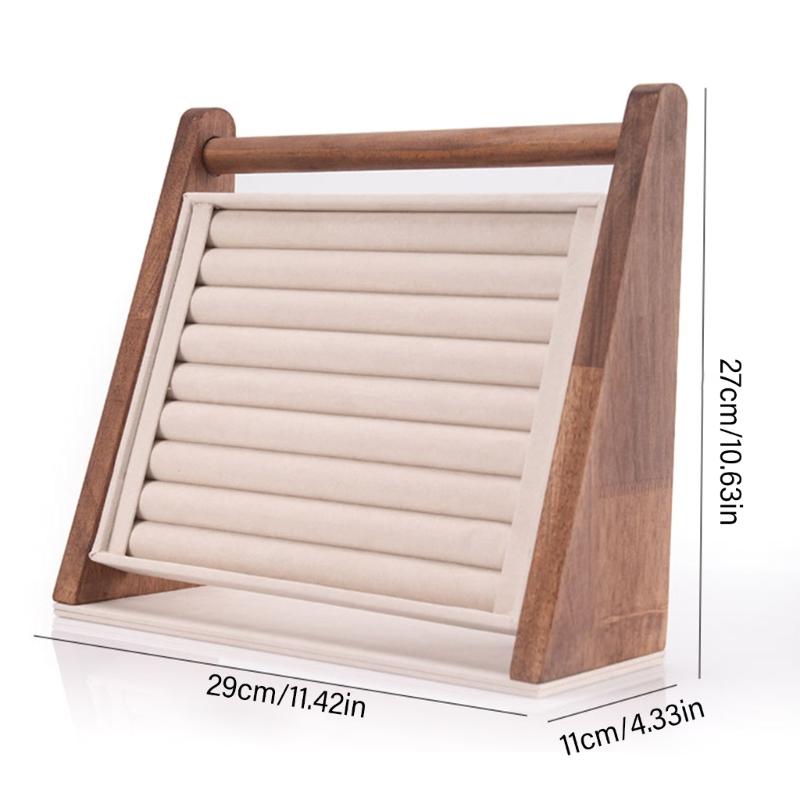Wood Jewelry Display Stand Wood Rings Holder Jewelry Showcase Stand Suitable for Rings Earrings Bangle and Necklaces