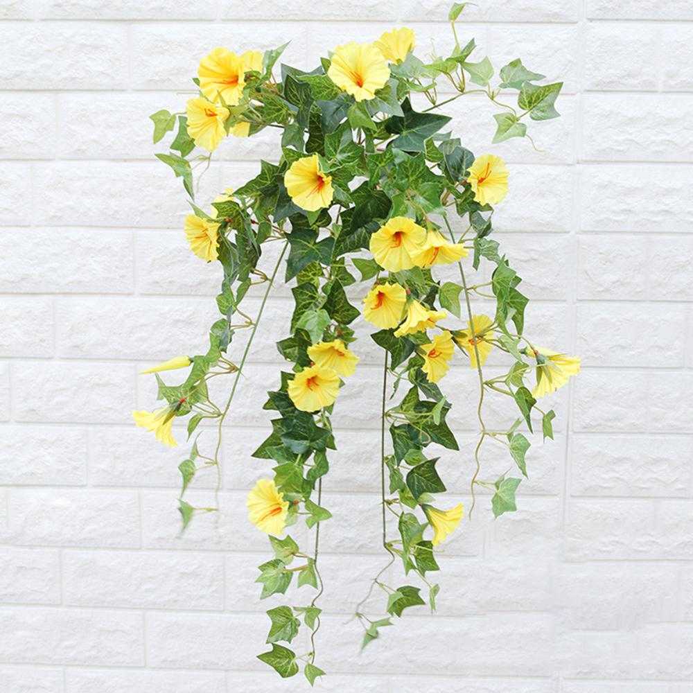 Artificial Trumpet Vine Flowers Silk Flower Decoration Hanging Ceiling Vine Branch Wall Hanging Flower for Home Decor