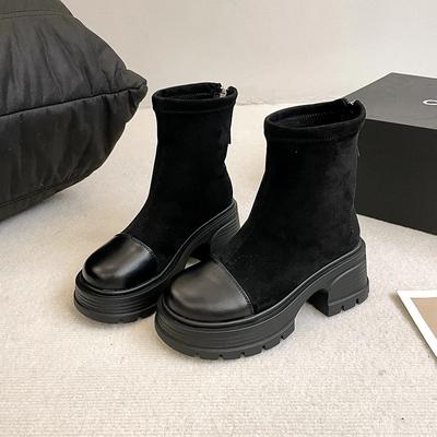 Designer Ankle Boots for Women 2024 Fashion Brand Platform Cowboy Boots Female Solid  Sexy Solid Short Boots Zapatos Mujer