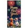 New Year Display Night Sky Background New Year Backdrop Celebration Display Golden Text Yearly Backdrop For New Year Party