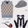 Grandfather Set Halloween Old Man Costume Set Grandpa Hat  Glasses Eyebrows Moustache for 100th Day of School