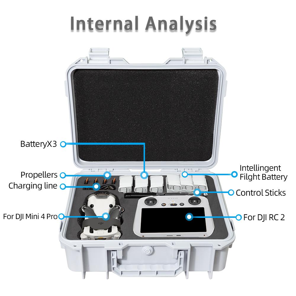 

For DJI Mini 4 Pro Storage Box Portable Suitcase Hard Shell RC 2/RC N2 Case For DJI Mini 4 Pro Explosion-proof Box with Lanyard