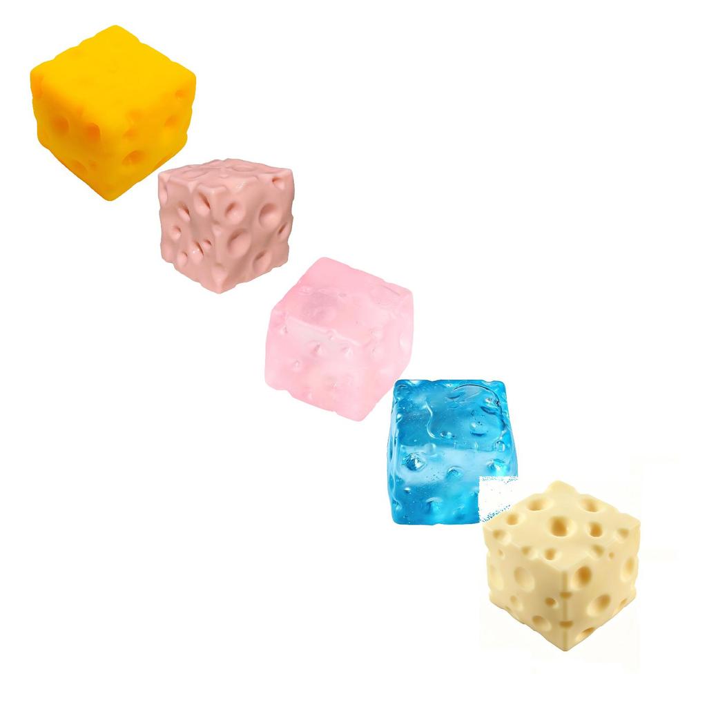 5pc 5 5cm Cheese Squishy Stress Relief Toy Set Soft Foam Sensory Squeeze Cubes for Hand Therapy and Anxiety Reduction